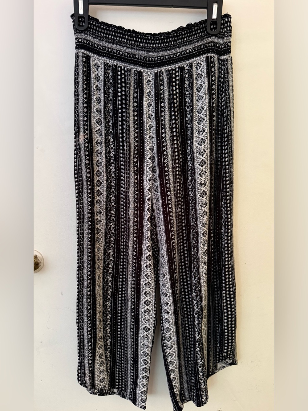 Kingston Black and White Patterned Boho Palazzo Pants